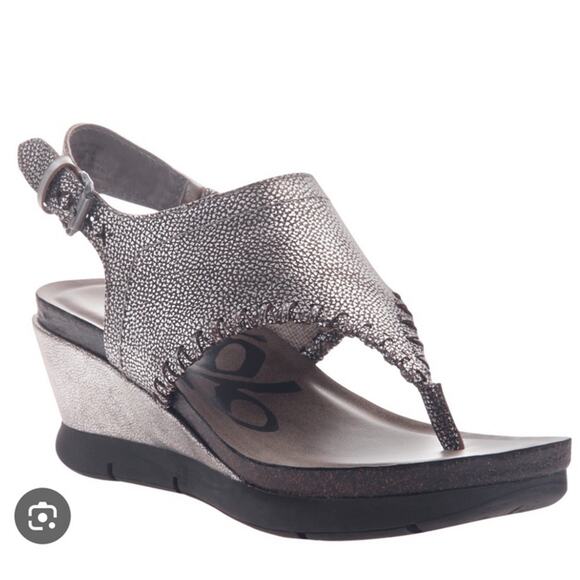 Otbt Mediate metallic thong wedge sandals size 9.5 - Picture 1 of 9